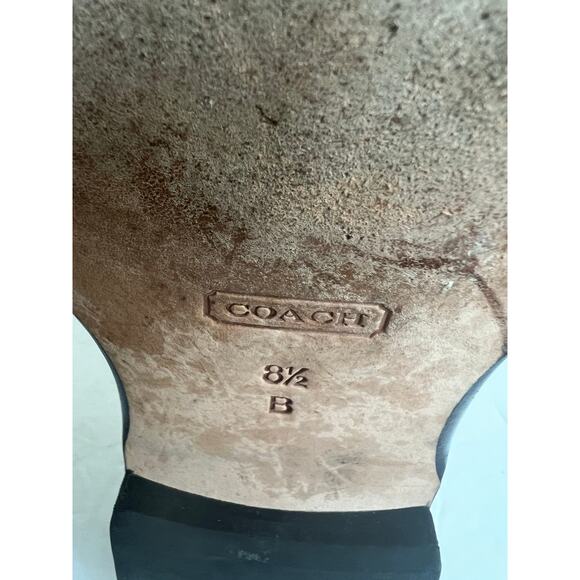 Coach Maely Soft Black Leather Knee High Riding  Gold Buckle Accent Boots Sz 8.5 - Picture 13 of 15